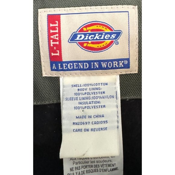 Dickies Men's Green & Black Durable Cotton Work Coat w/ Poly Quilted Liner - Picture 3 of 3